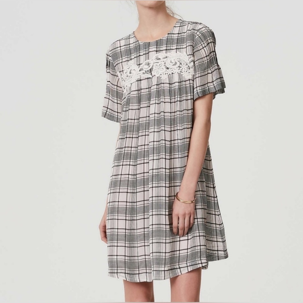 Ann Taylor LOFT Plaid Babydoll Dress-Size Small